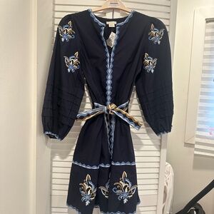 NWT Shoshanna Navy Blue Barkley Mini Dress with Embroidery 2